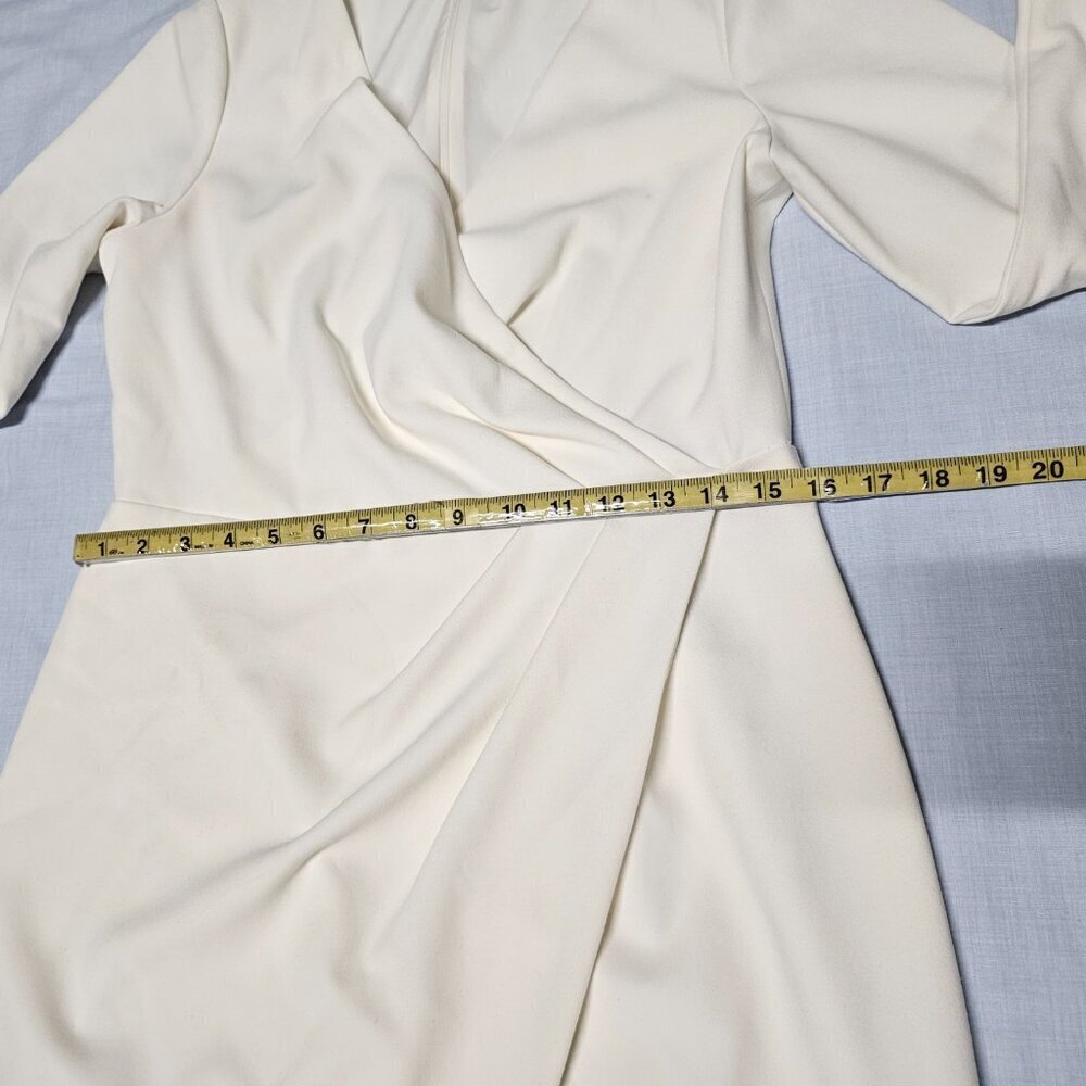 Black Halo Carie Faux Wrap Mini Dress Women Size 10 Ivory - Picture 9 of 14